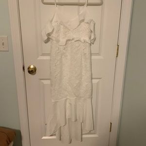 White lace high low dress